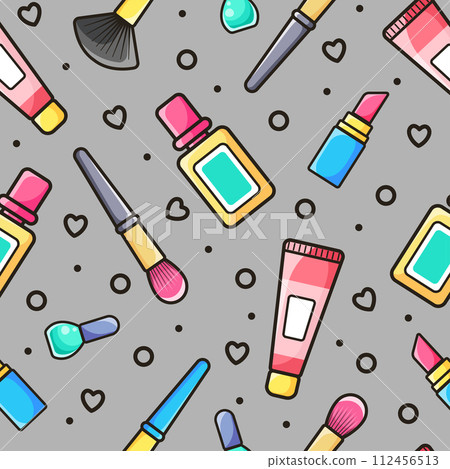 Decorative cosmetics. Vector pattern. Illustration in flat style Decorative cosmetics. Vector pattern. Illustration in flat style 112456513
