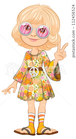 Peaceful Hippie Girl Vector Illustration Peaceful Hippie Girl Vector Illustration 112456524