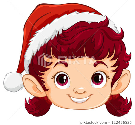 "Cheerful Elf with Festive Santa Hat" 112456525
