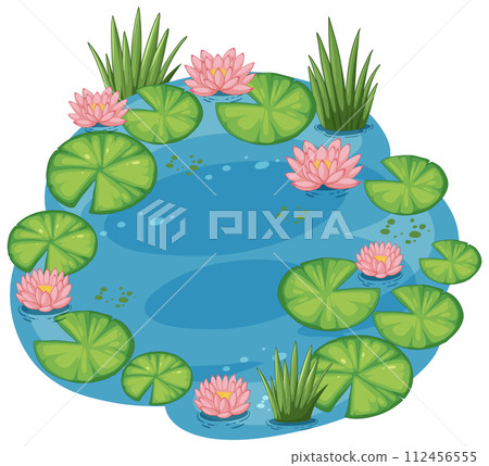 Serene Lily Pond Vector Illustration 112456555