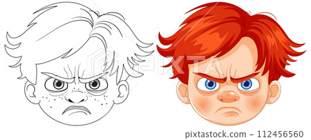 Angry Expressions Vector Illustration Set Angry Expressions Vector Illustration Set 112456560