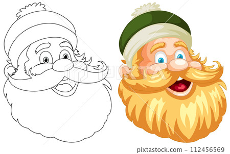 Cheerful Cartoon Santa Before and After Coloring Cheerful Cartoon Santa Before and After Coloring 112456569