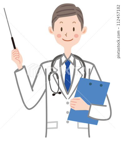 Doctor with a pointing stick Doctor explanation 112457182