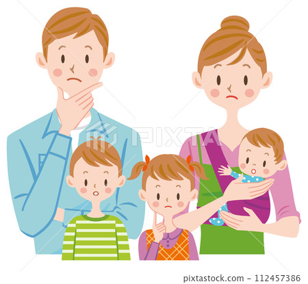 Family in trouble, worried about household finances, raising a baby Family in trouble, worried about household finances, raising a baby 112457386