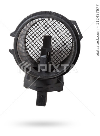 Mass air flow sensor isolated on white background. Auto service industry. Spare parts catalog Auto service industry. Spare parts catalog. 112457677