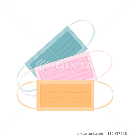 Medical masks. Masks to protect against viruses and diseases. Protective medical masks in green and pink colors. Vector illustration Medical masks. Masks to protect against viruses and diseases. Protective medical masks in green and pink colors. Vector illustration 112457828