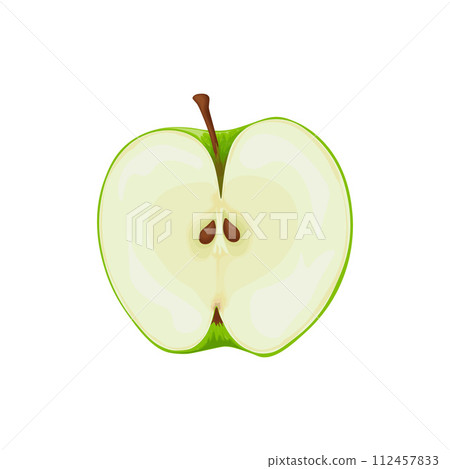 Apple. A green apple in a section. Ripe garden fruit. Vector illustration isolated on a white background Apple. A green apple in a section. Ripe garden fruit. Vector illustration isolated on a white background 112457833