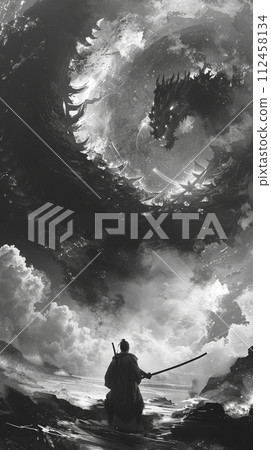 Dark nebula creature meets ninja, a natural confrontation 112458134