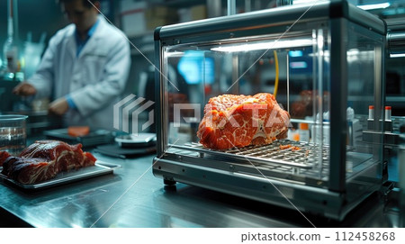 Lab grown meat. Showcasing the future of food... - Stock Illustration ...