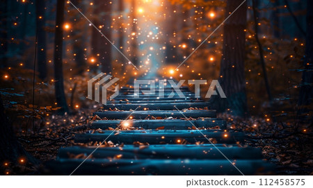 Starlit path, natural darkness guides to freedom 112458575
