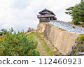 Ancient mountain castle, Kinojo West Gate and splendid castle walls, Soja City, Okayama Prefecture Ancient mountain castle, Kinojo West Gate and splendid castle walls, Soja City, Okayama Prefecture 112460923
