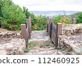 Ancient mountain castle Kinojo South Monzeki and Soja plain scenery Soja City, Okayama Prefecture Ancient mountain castle Kinojo South Monzeki and Soja plain scenery Soja City, Okayama Prefecture 112460925