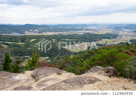 View of the Soja Plain from the ancient mountain castle Kinojo, Soja City, Okayama Prefecture View of the Soja Plain from the ancient mountain castle Kinojo, Soja City, Okayama Prefecture 112460930