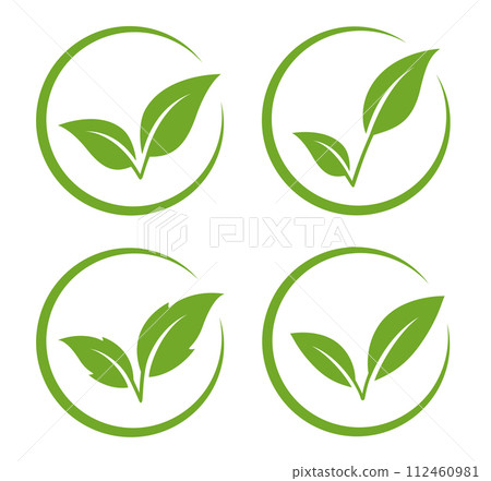 set of vegan signs, stamps with leaves, letter v, green branches and twigs set of vegan signs, stamps with leaves, letter v, green branches and twigs 112460981
