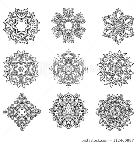Vector vintage style ornament collection Vector vintage style ornament collection 112460997