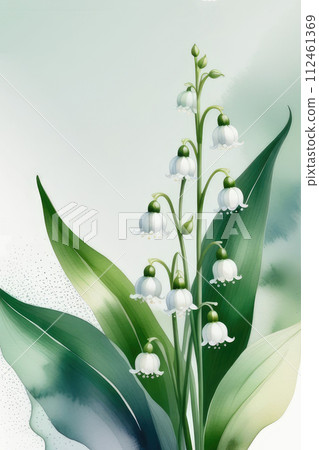 Art background with transparent x-ray lily of the valley flowers. 112461369