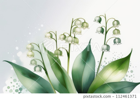 Art background with transparent x-ray lily of the valley flowers. 112461371