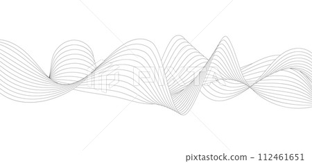 Abstract pattern of smooth wavy lines. A template for packaging design, musical illustration, technology and creative ideas Abstract pattern of smooth wavy lines. A template for packaging design, musical illustration, technology and creative ideas 112461651