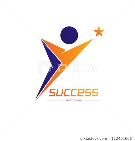Success. Template of a logo, sticker, brand or label for a creative idea. Flat style Success. Template of a logo, sticker, brand or label for a creative idea. Flat style 112461668