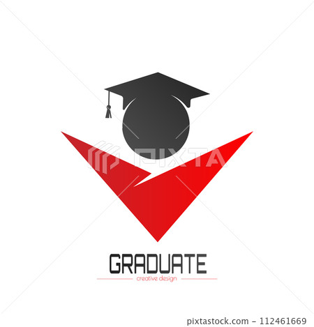 Graduate. Abstract icon for special events, posters, banners, diplomas. The idea of a creative logo Graduate. Abstract icon for special events, posters, banners, diplomas. The idea of a creative logo 112461669