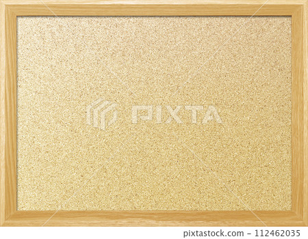 木質框架中帶有淺橙色邊框的精美軟木板的背景圖像 112462035