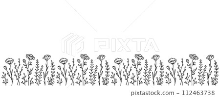 botanical floral seamless pattern with wildflowers 112463738
