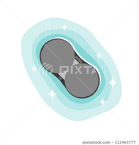 Window cleaning robot cleaning the window glass on a white background. Robotic device for windows and vertical surfaces cleaning. View from inside, vector isolated illustration. Window cleaning robot cleaning the window glass on a white background. Robotic device for windows and vertical surfaces cleaning. View from inside, vector isolated illustration. 112463777