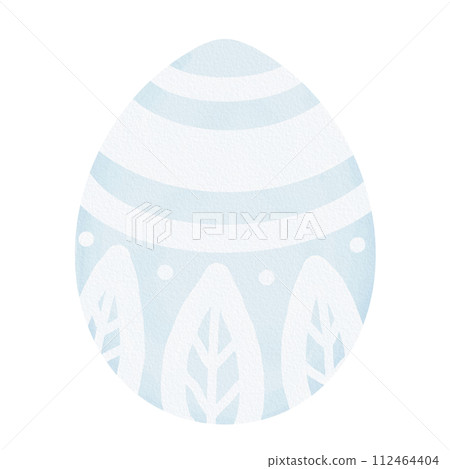 Watercolor cute white pattern blue easter egg 112464404
