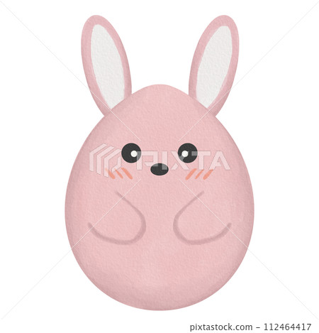 Watercolor cute pink bunny easter egg 112464417