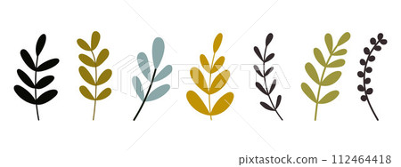 Set of simple abstract hand drawn flowers. Floral springtime prints design. Vector stock illustration 112464418