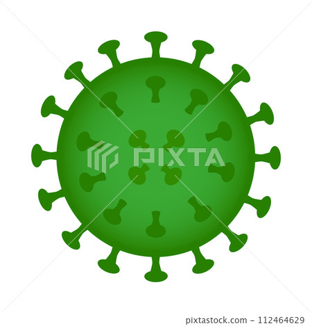 Green Coronavirus bacteria cell icon, isolated color vector illustration on white background, flat design 112464629