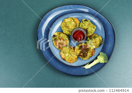 Vegetable broccoli cutlets. Vegetable broccoli cutlets. 112464914