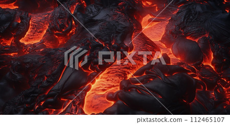 Dramatic volcanic lava eruption 112465107
