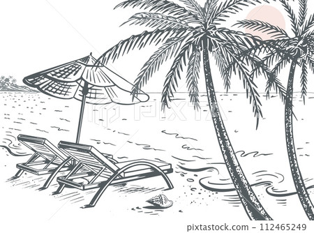 sketch summer beach sea sun chaise lounge sketch summer beach sea sun chaise lounge 112465249