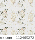 Floral pattern with white flowers and green leaves. Patterns, fabric 112465272