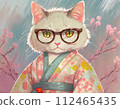 戴著眼鏡和櫻花和服的貓 戴著眼鏡和櫻花和服的貓 112465435