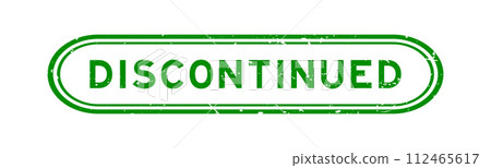 Grunge green discontinued word rubber seal stamp on white background Grunge green discontinued word rubber seal stamp on white background 112465617