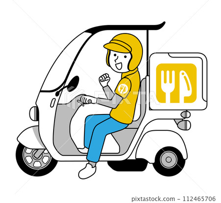 man riding a delivery bike man riding a delivery bike 112465706