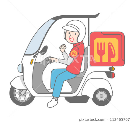 騎著送貨自行車的男子 112465707