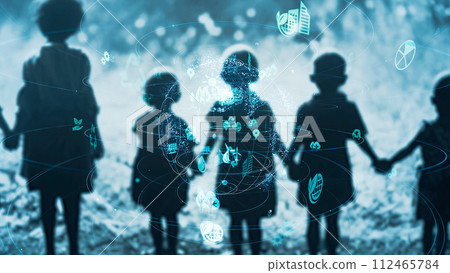 孩子們手牽手和全球環境形象 112465784