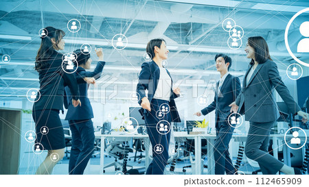 Happy people and network image Happy people and network image 112465909