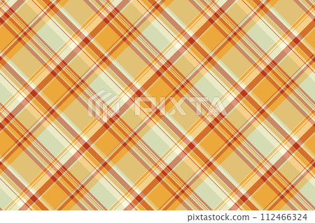 Geometric vector fabric textile, other plaid pattern texture. Party background seamless tartan check in amber and orange colors. Geometric vector fabric textile, other plaid pattern texture. Party background seamless tartan check in amber and orange colors. 112466324