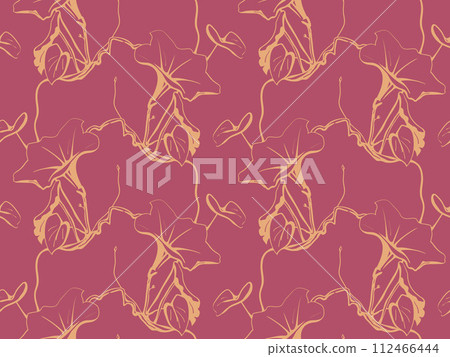 Hand drawn floral pattern vector design. Flower drawing simple ornament. Hand drawn floral pattern vector design. Flower drawing simple ornament. 112466444