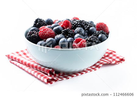 Fresh assortment berries isolated on white background 112466606
