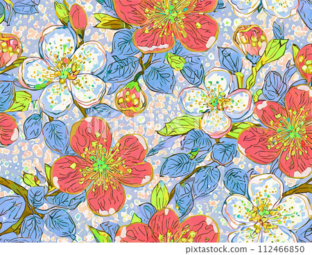 梅花印花風格彩色背景 梅花印花風格彩色背景 112466850