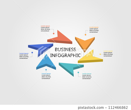 6 arrow template for infographic for presentation for 6 element 112466862