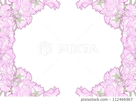 Realistic pink sweet pea watercolor frame 112466967