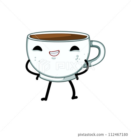 vintage coffee mug character cartoon vector illustration 112467180