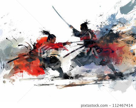 武士戰鬥場景插畫 武士戰鬥場景插畫 112467414