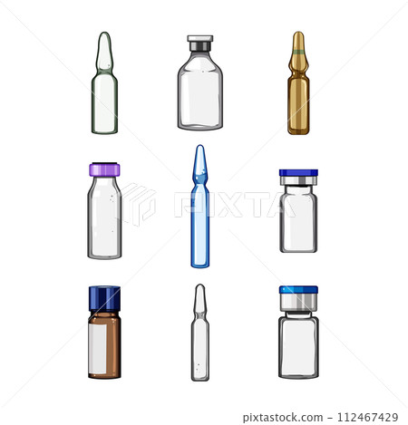 medical ampule set cartoon vector illustration medical ampule set cartoon vector illustration 112467429